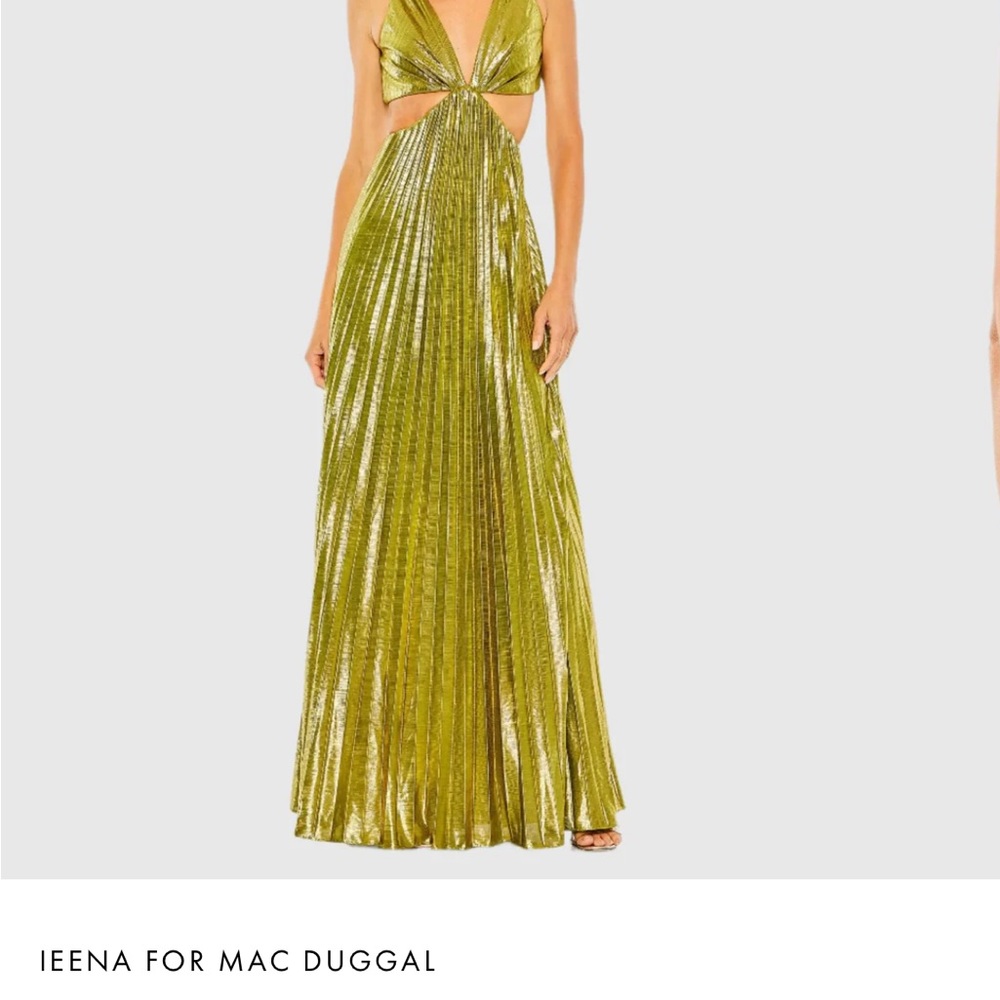 Mac Duggal chartreuse Pleated Gown